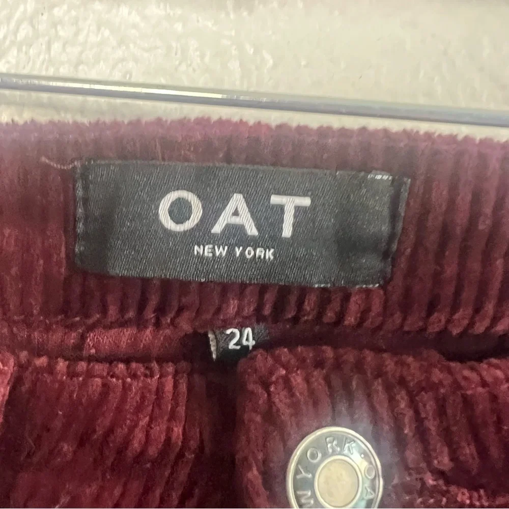 OAT New York Womens Corduroy Stretch Pants Wine Red Size 24 NWT - Picture 8 of 10